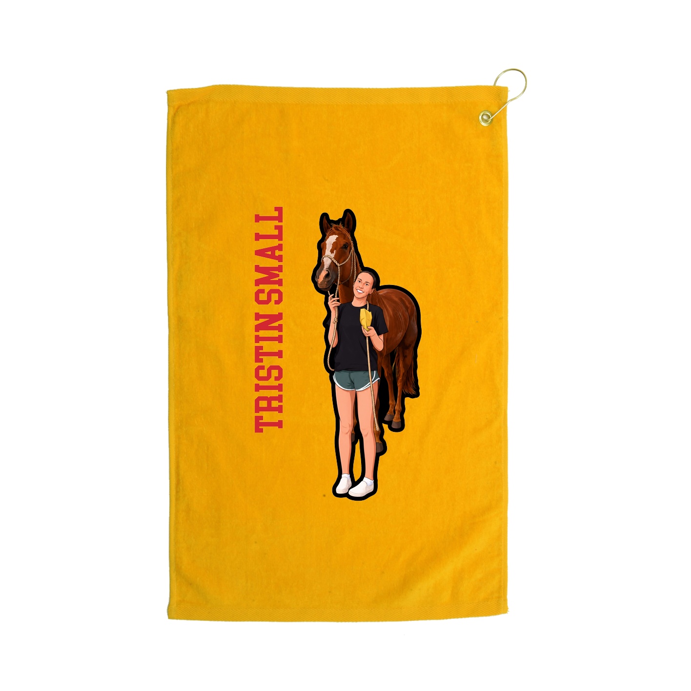 Golf Towel — Name Vertical in Gold