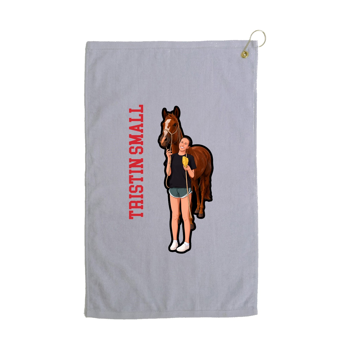 Golf Towel — Name Vertical in Grey