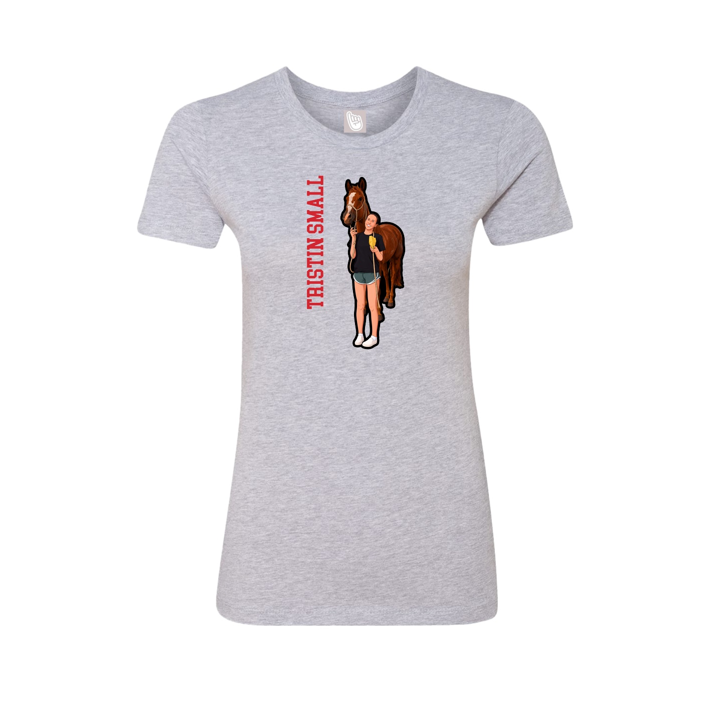 Fitted Women's Tee — Name Vertical in Grey