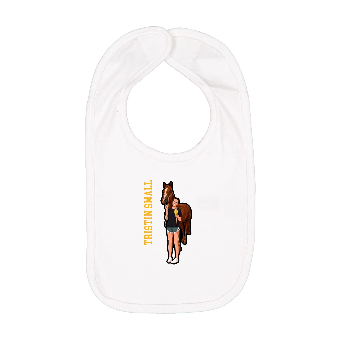 Infant Bib — Name Vertical in White