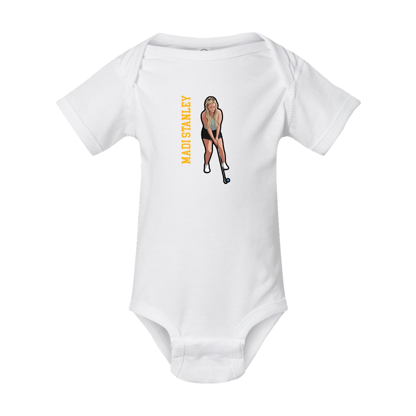 Baby Onesie — Name Vertical in White