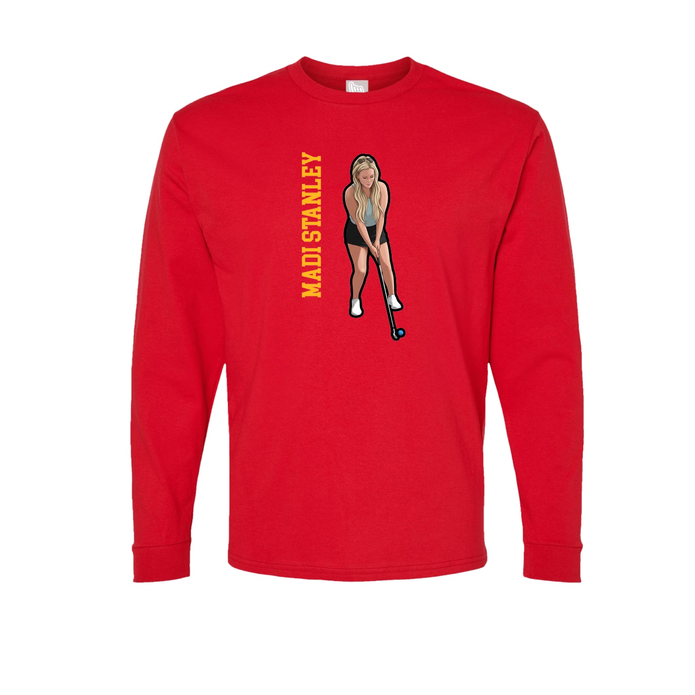 Long Sleeve Tee — Name Vertical in Red