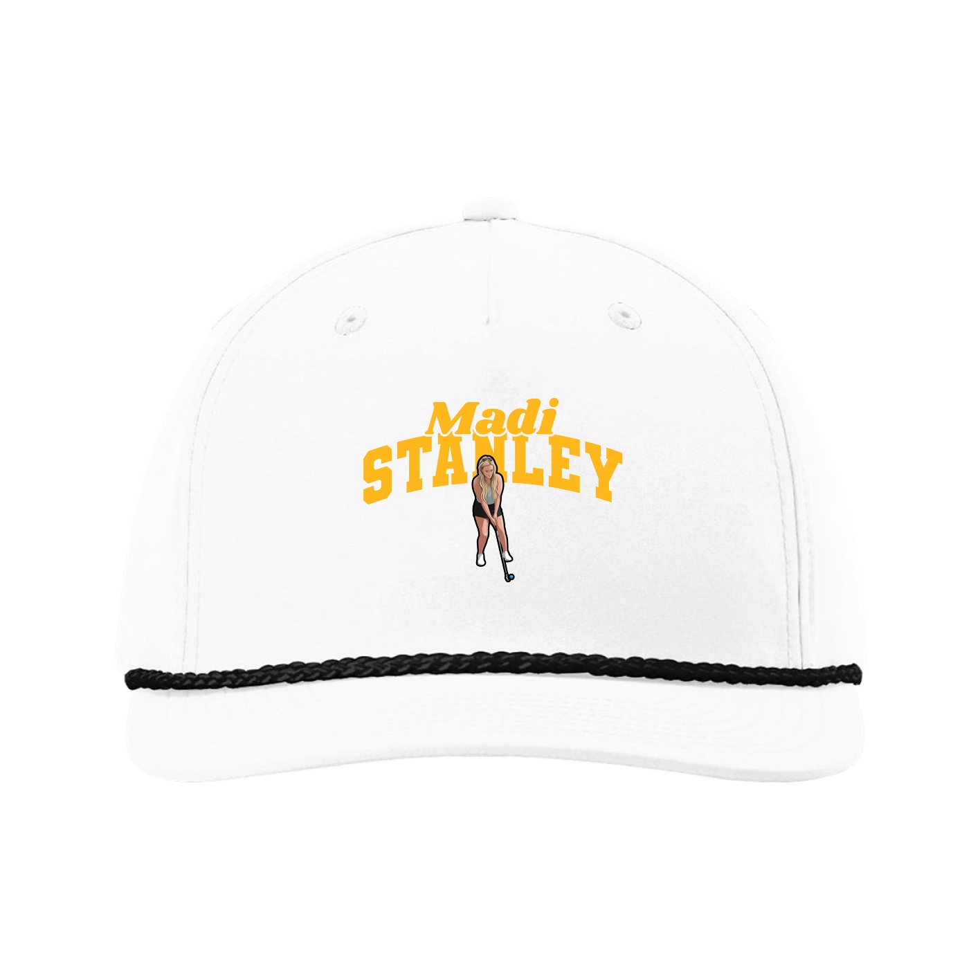 Five-Panel Classic Rope Cap — Signature Arch in White