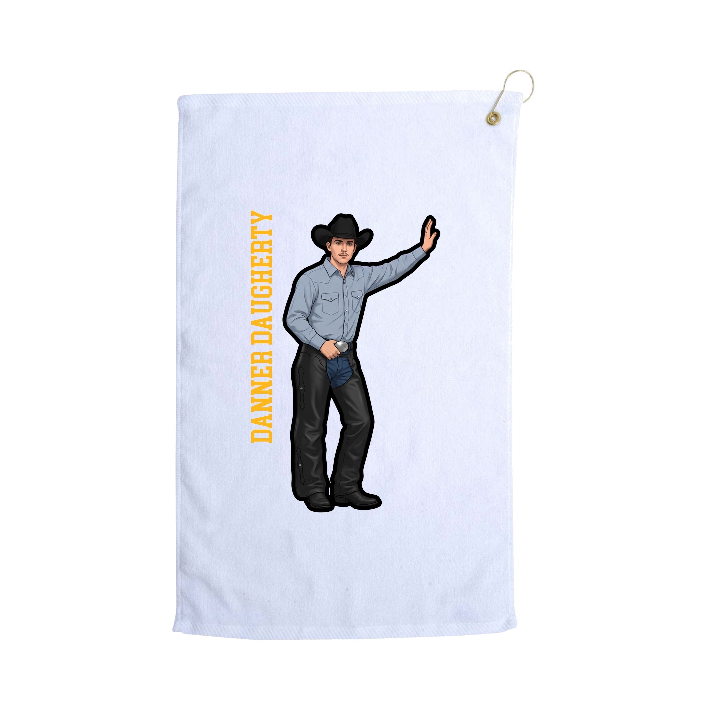 Golf Towel — Name Vertical in White
