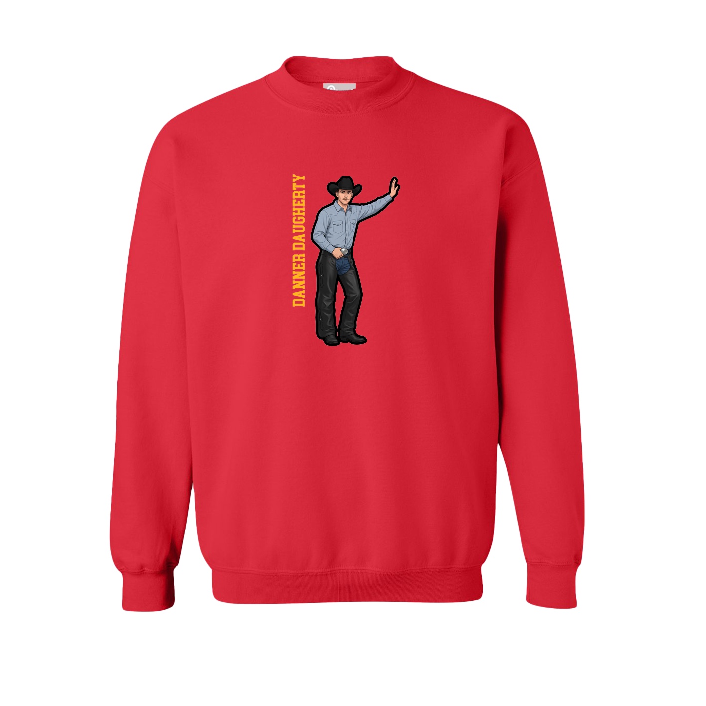 Fleece Crew — Name Vertical in Red
