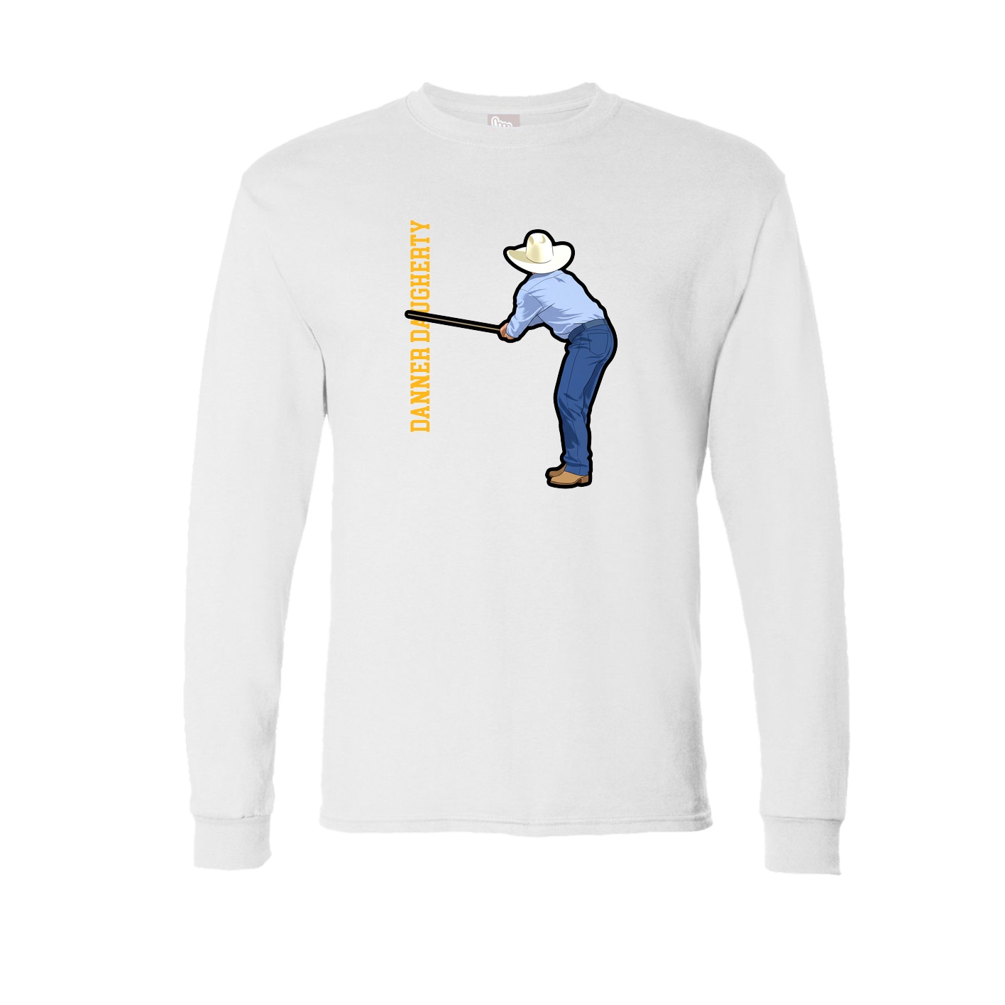 Long Sleeve Tee — Name Vertical in White