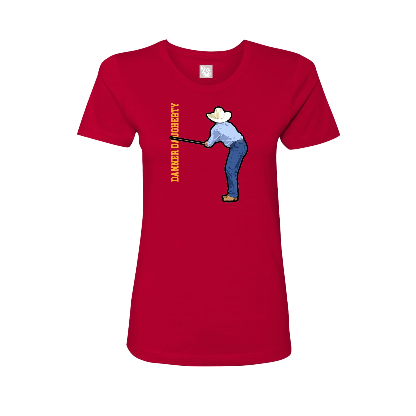 Fitted Women's Tee — Name Vertical in Red