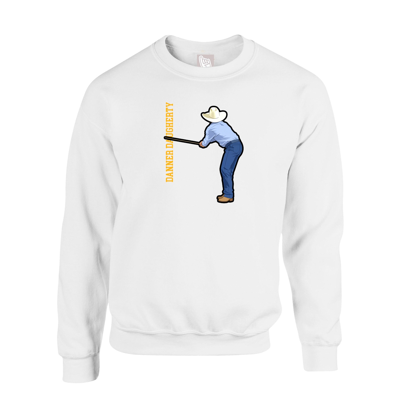 Fleece Crew — Name Vertical in White