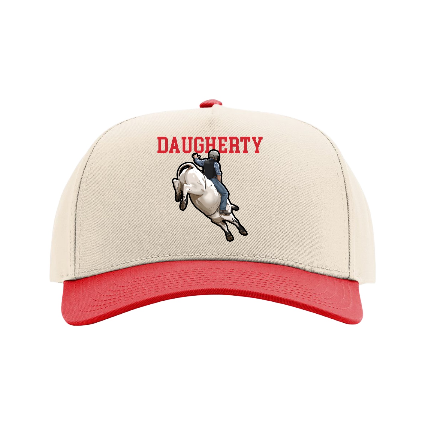 Full Fabric Five-Panel Champ Cap — Shirsey in Cream/Red