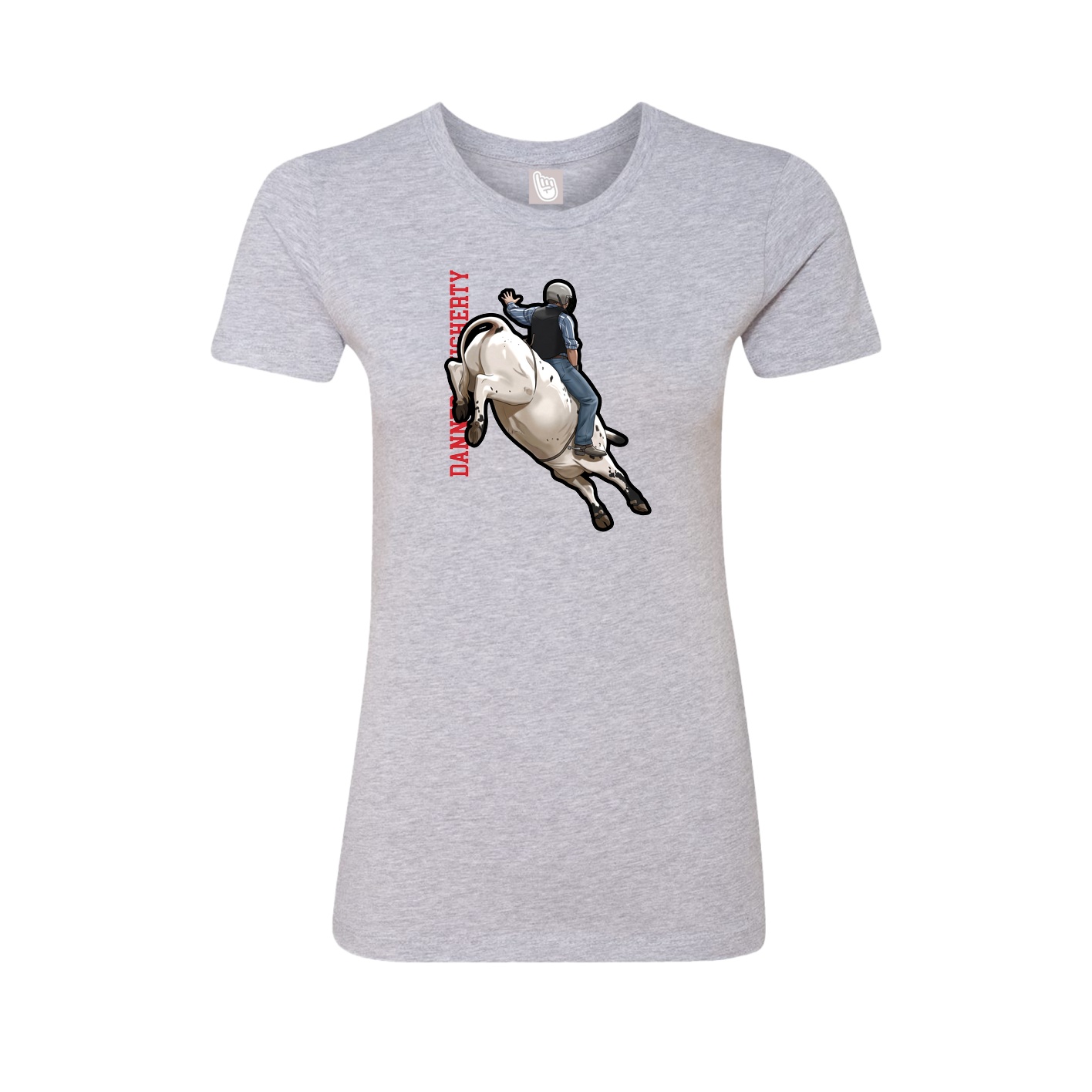 Fitted Women's Tee — Name Vertical in Grey