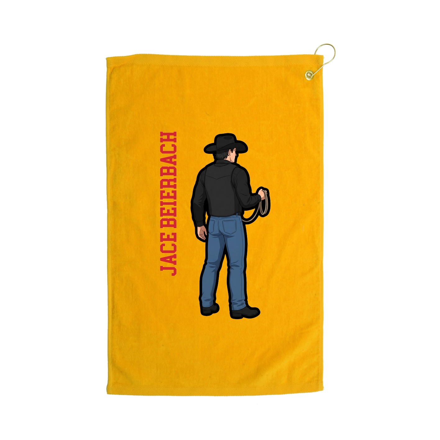 Golf Towel — Name Vertical in Gold