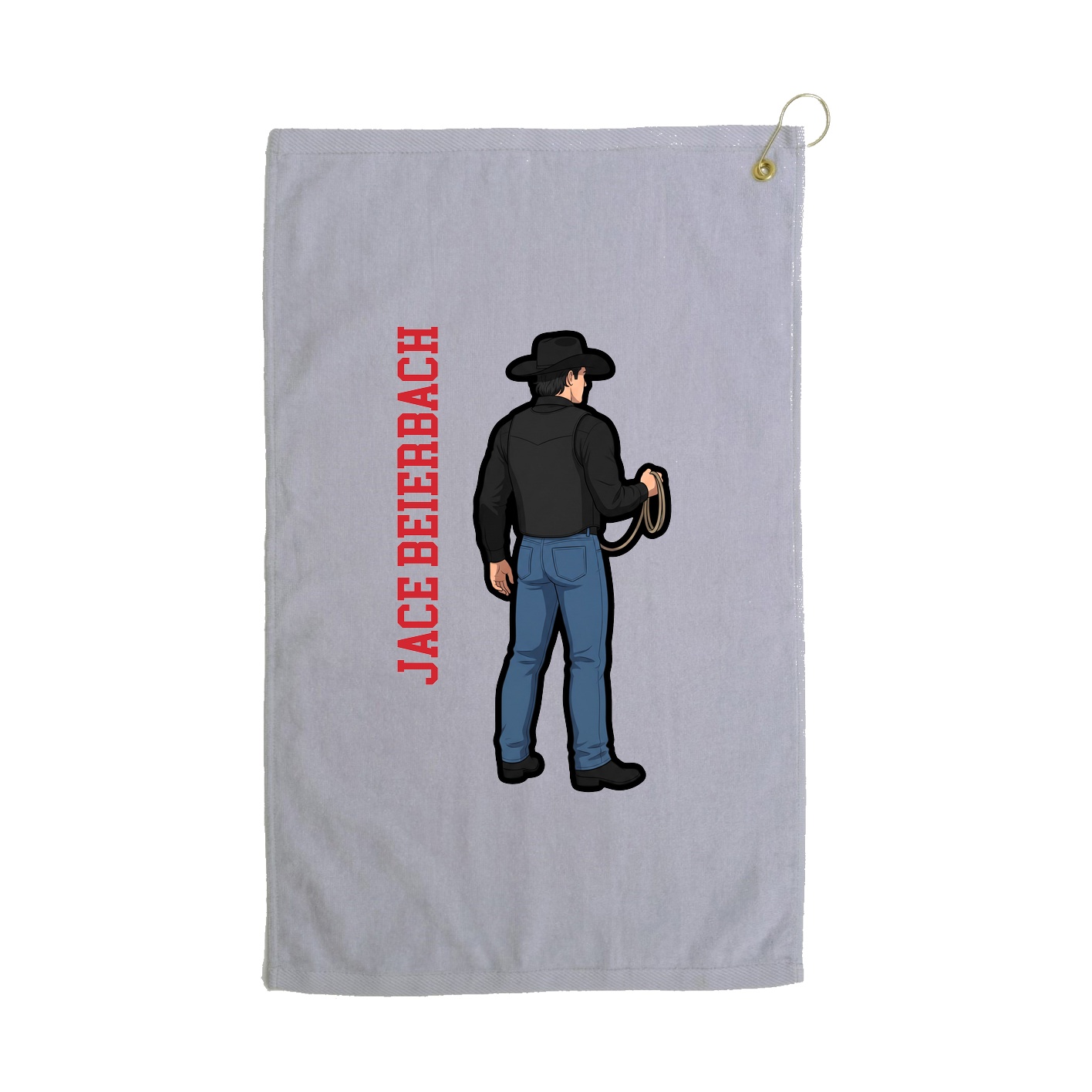Golf Towel — Name Vertical in Grey
