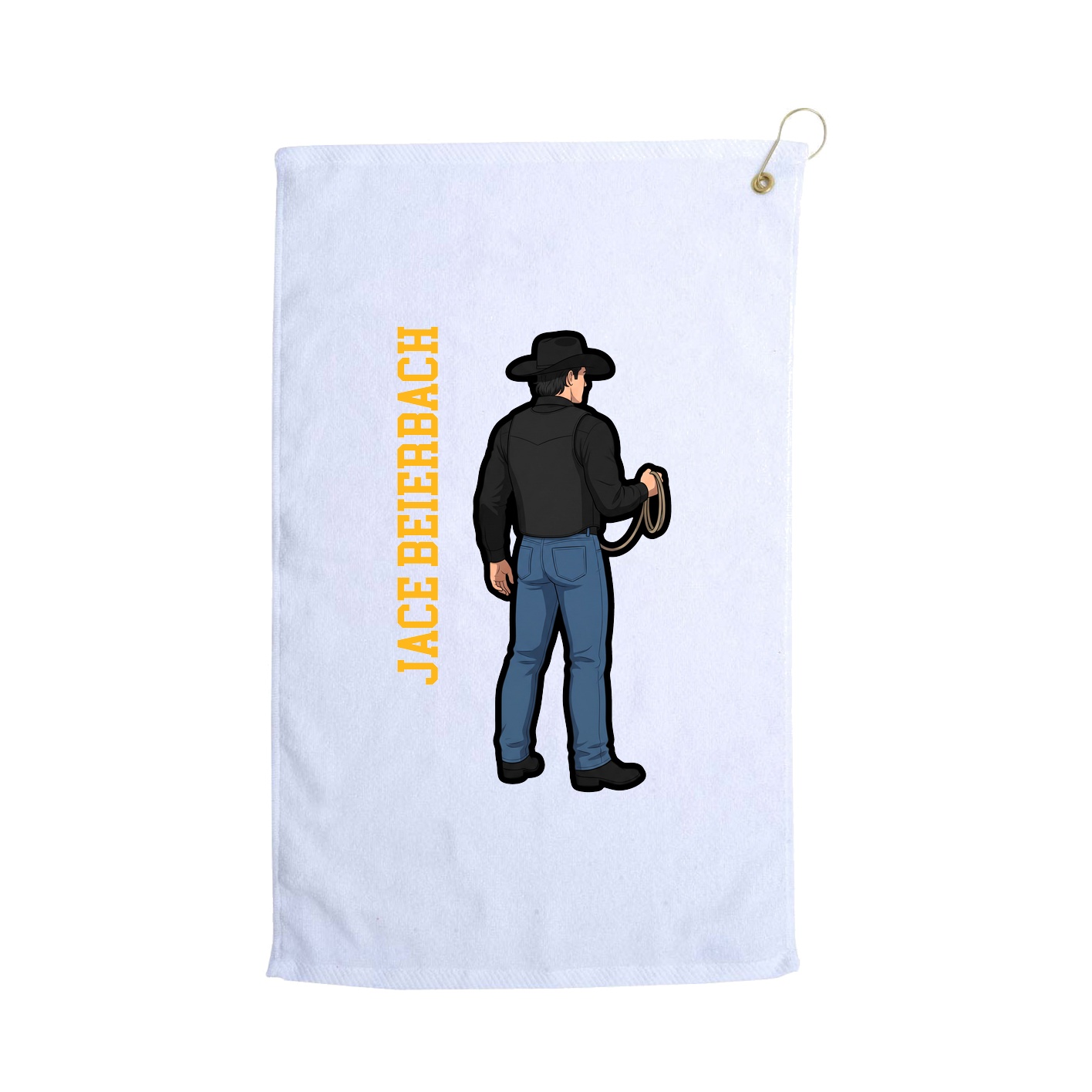 Golf Towel — Name Vertical in White