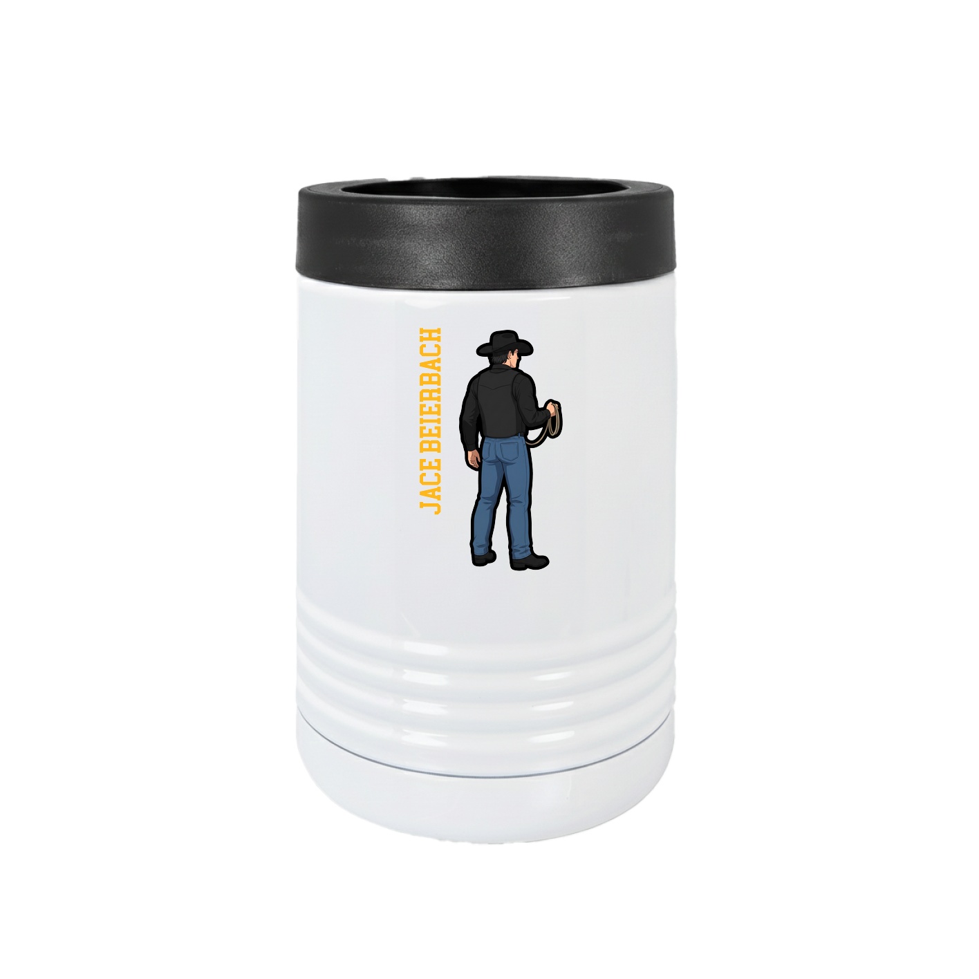 Beverage Holder — Name Vertical in White
