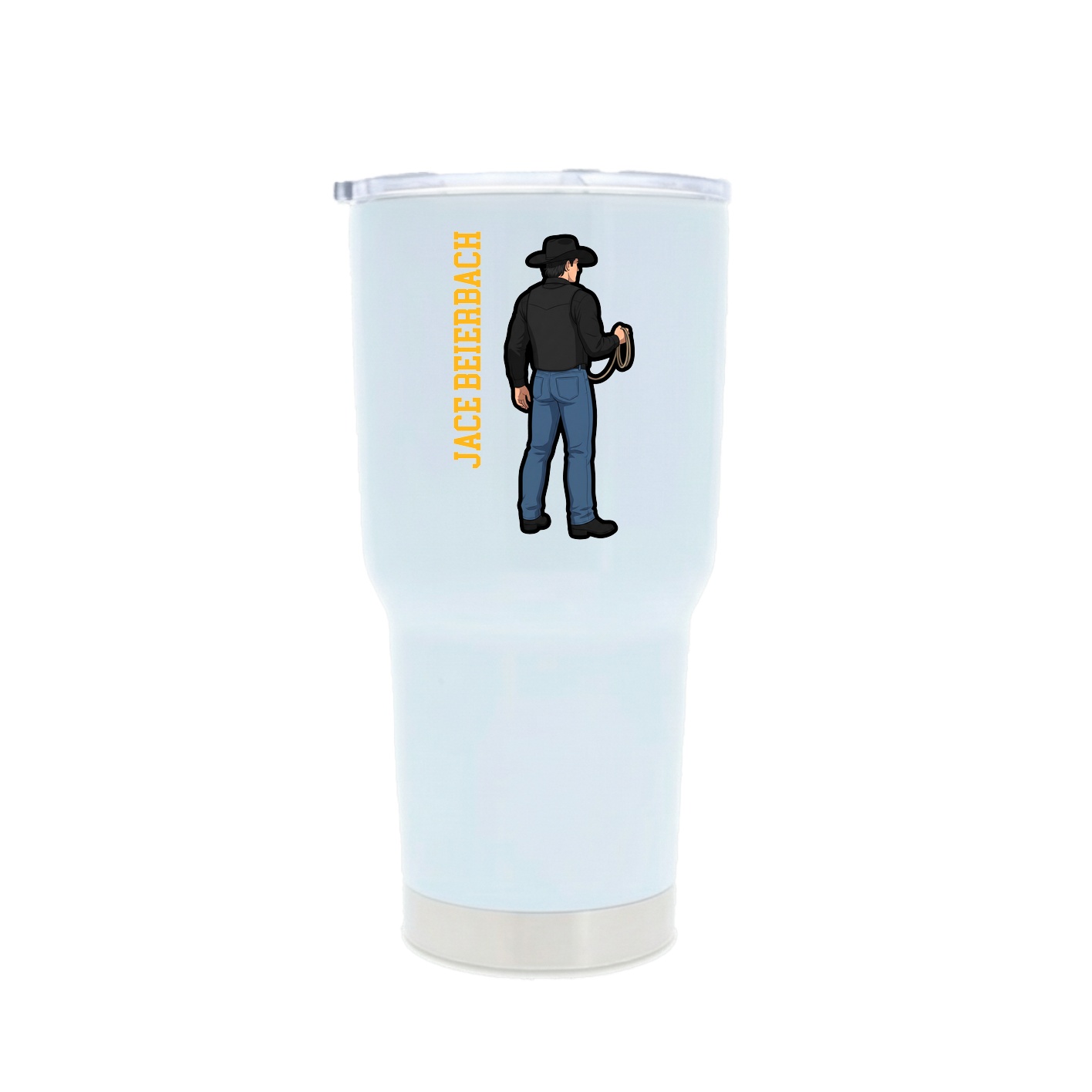 30oz Stainless Steel Tumbler — Name Vertical in White