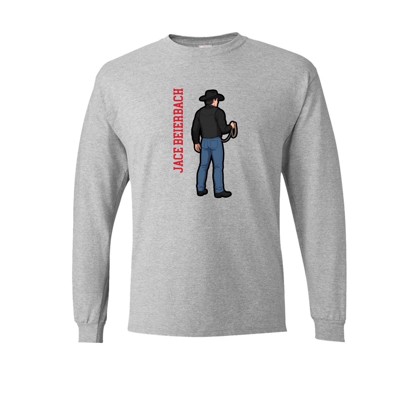 Long Sleeve Tee — Name Vertical in Grey