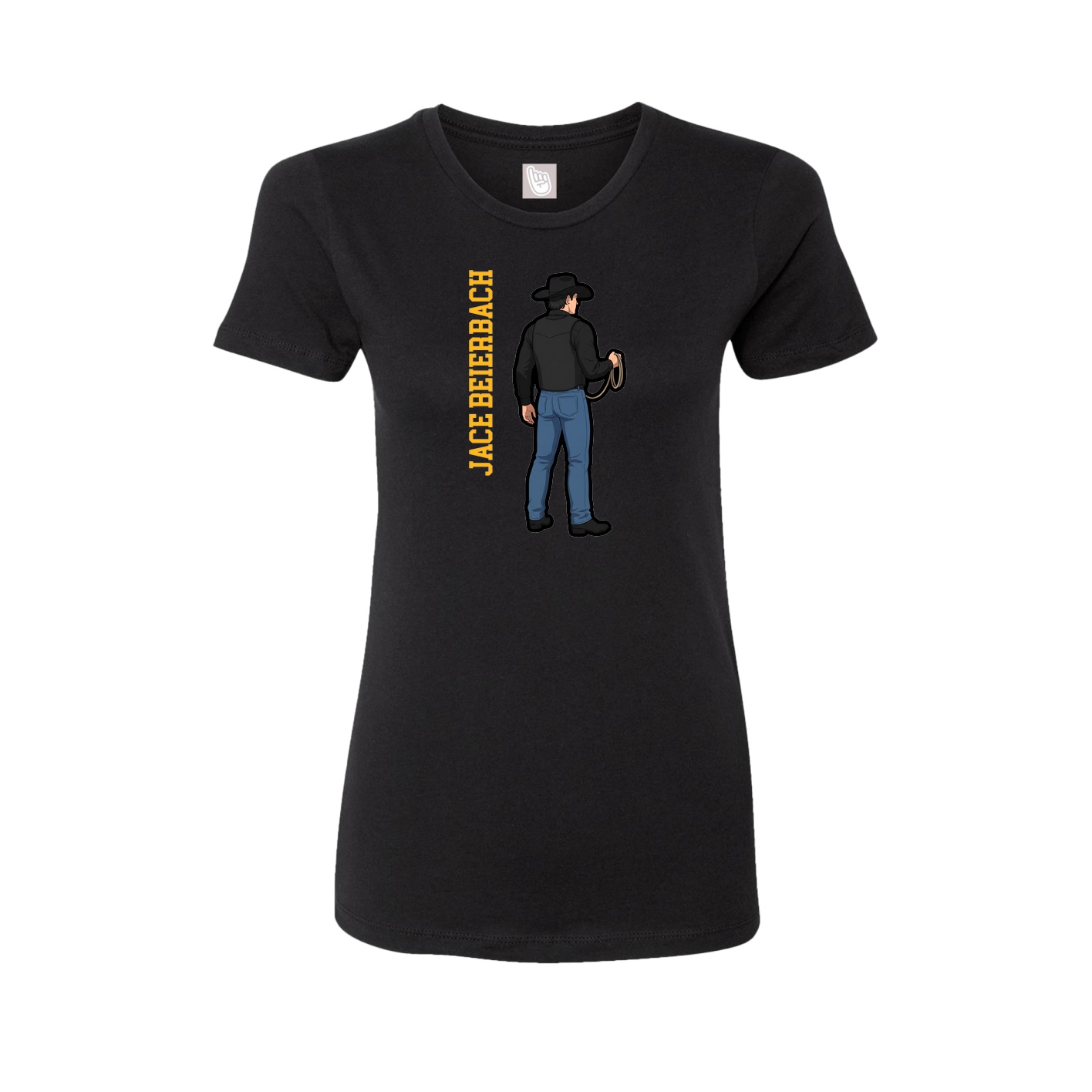 Womens Tee — Name Vertical in Black