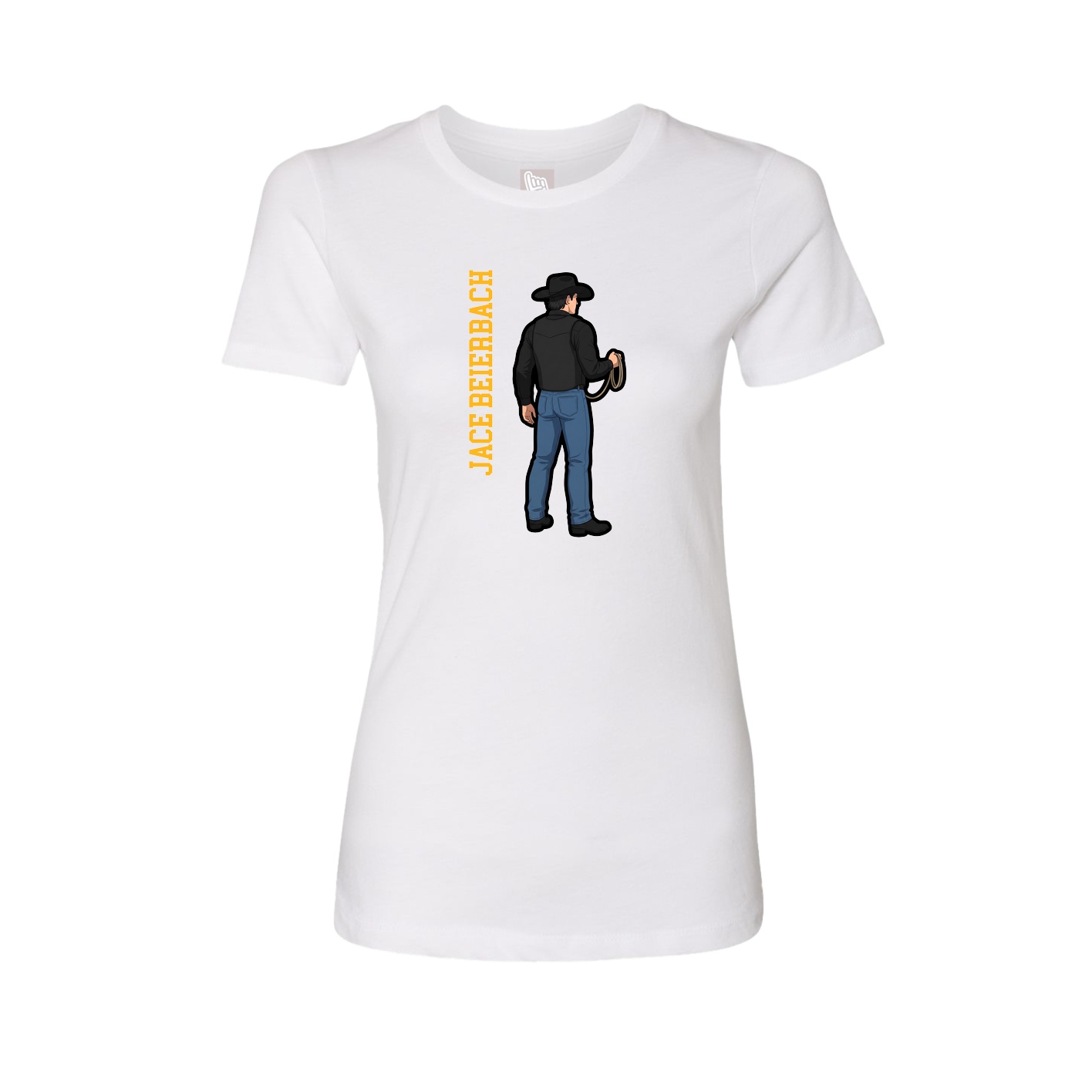 Fitted Women's Tee — Name Vertical in White