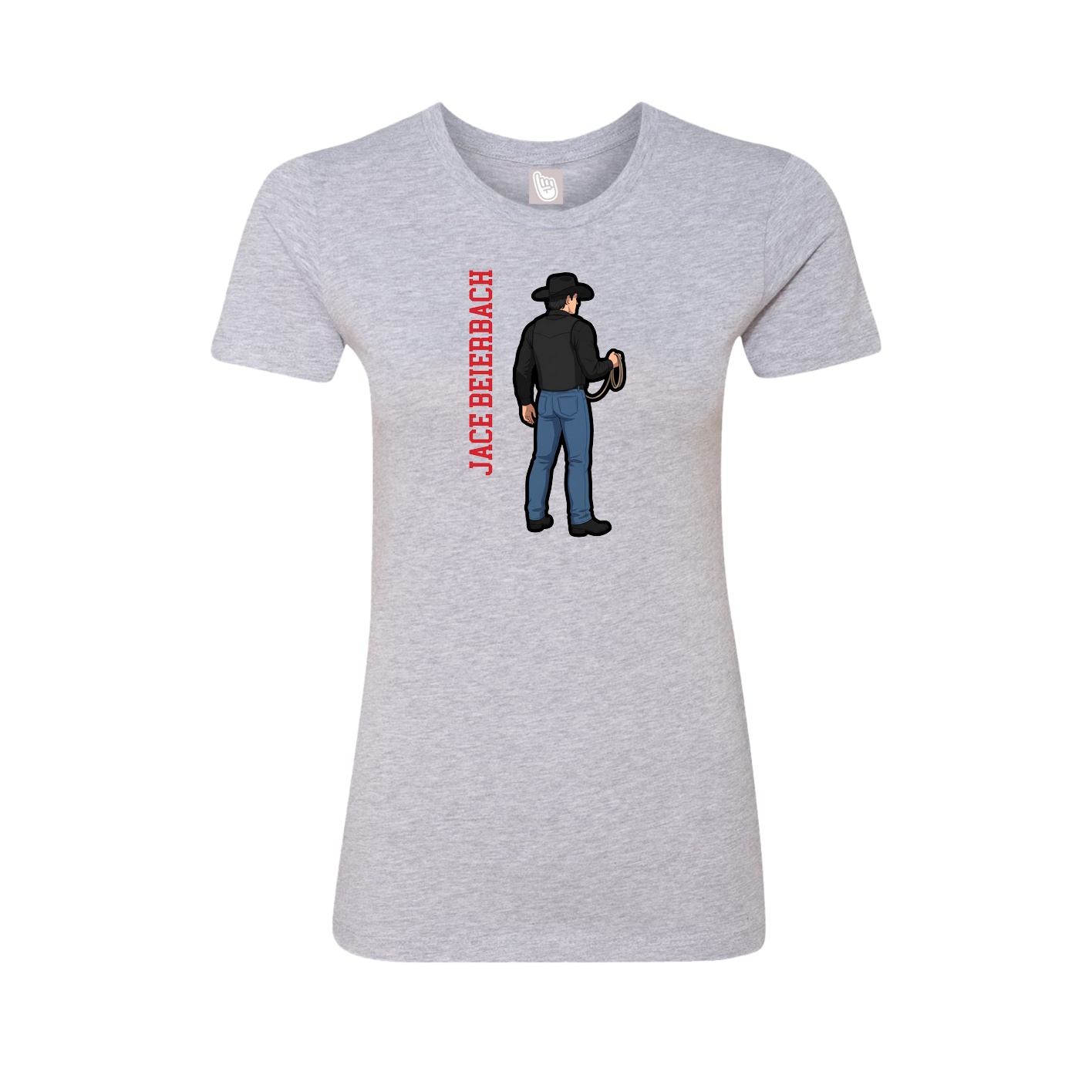 Womens Tee — Name Vertical in Grey