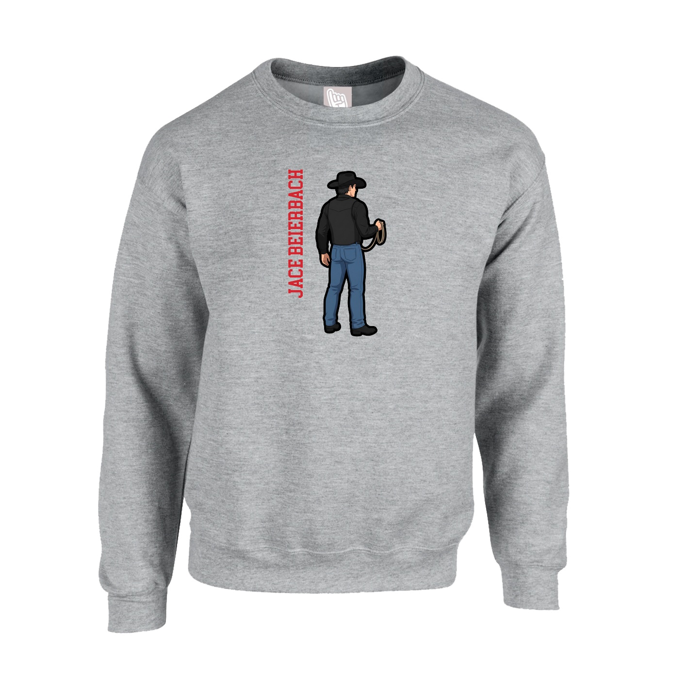 Fleece Crew — Name Vertical in Grey