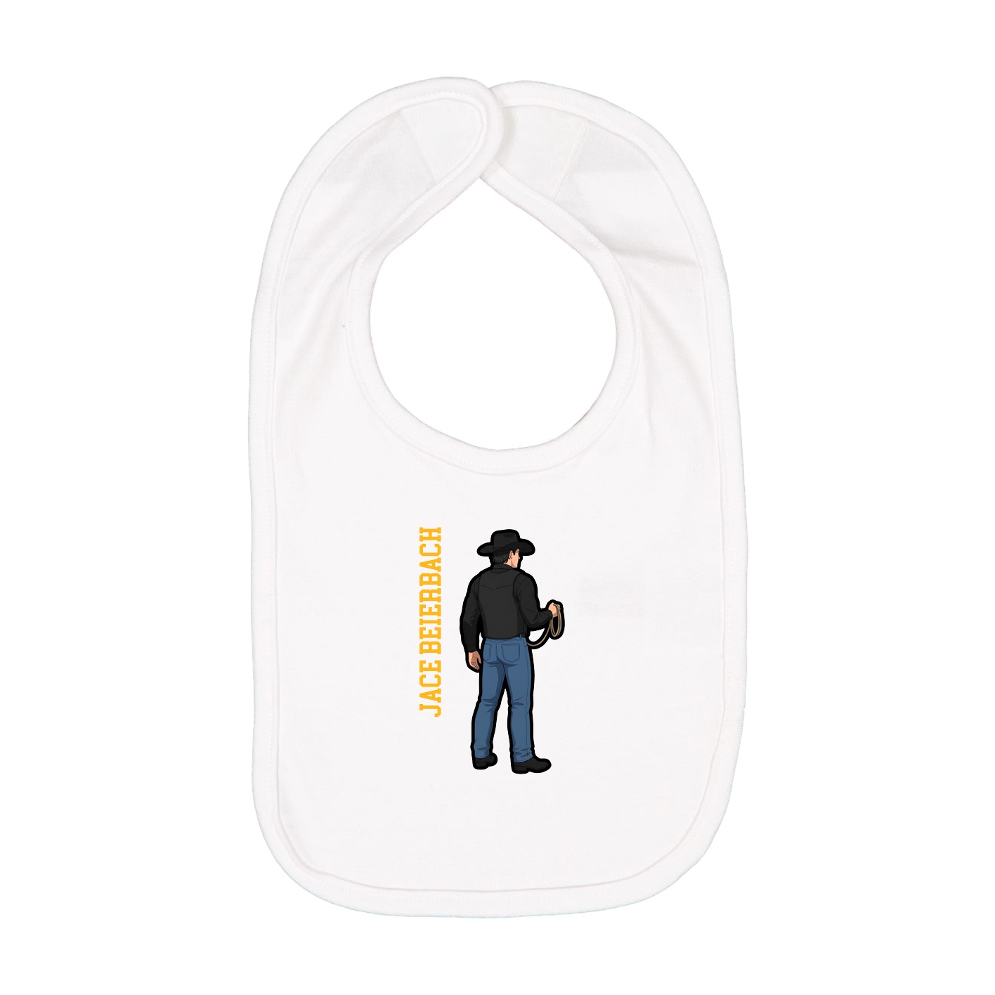 Infant Bib — Name Vertical in White
