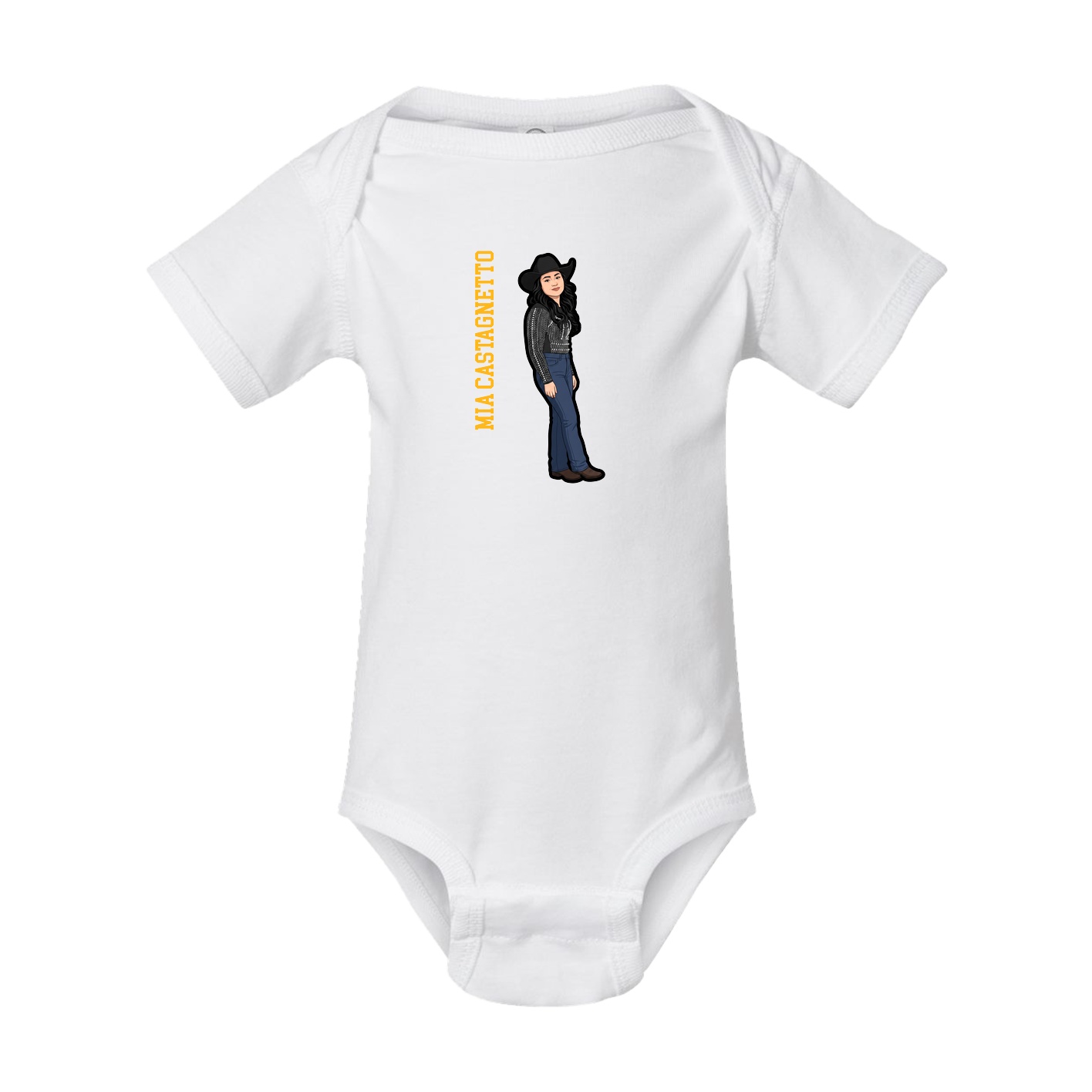 Baby Onesie — Name Vertical in White