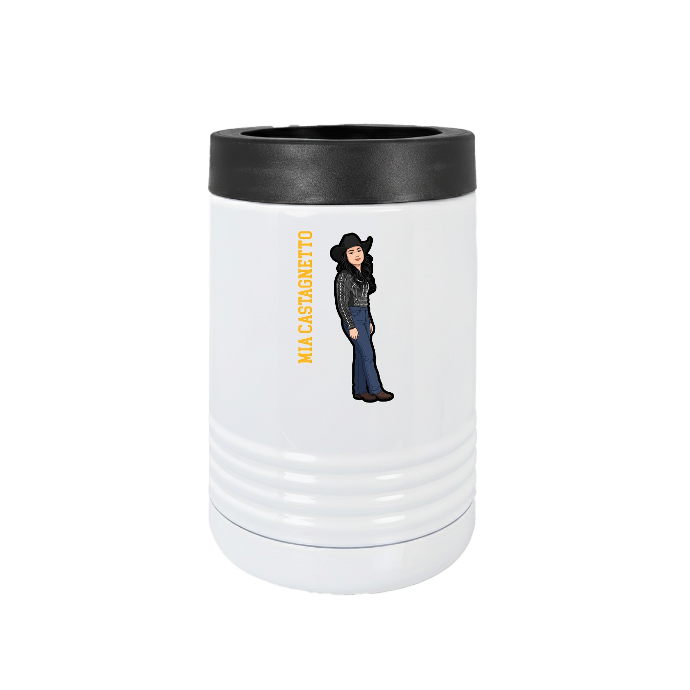 Beverage Holder — Name Vertical in White