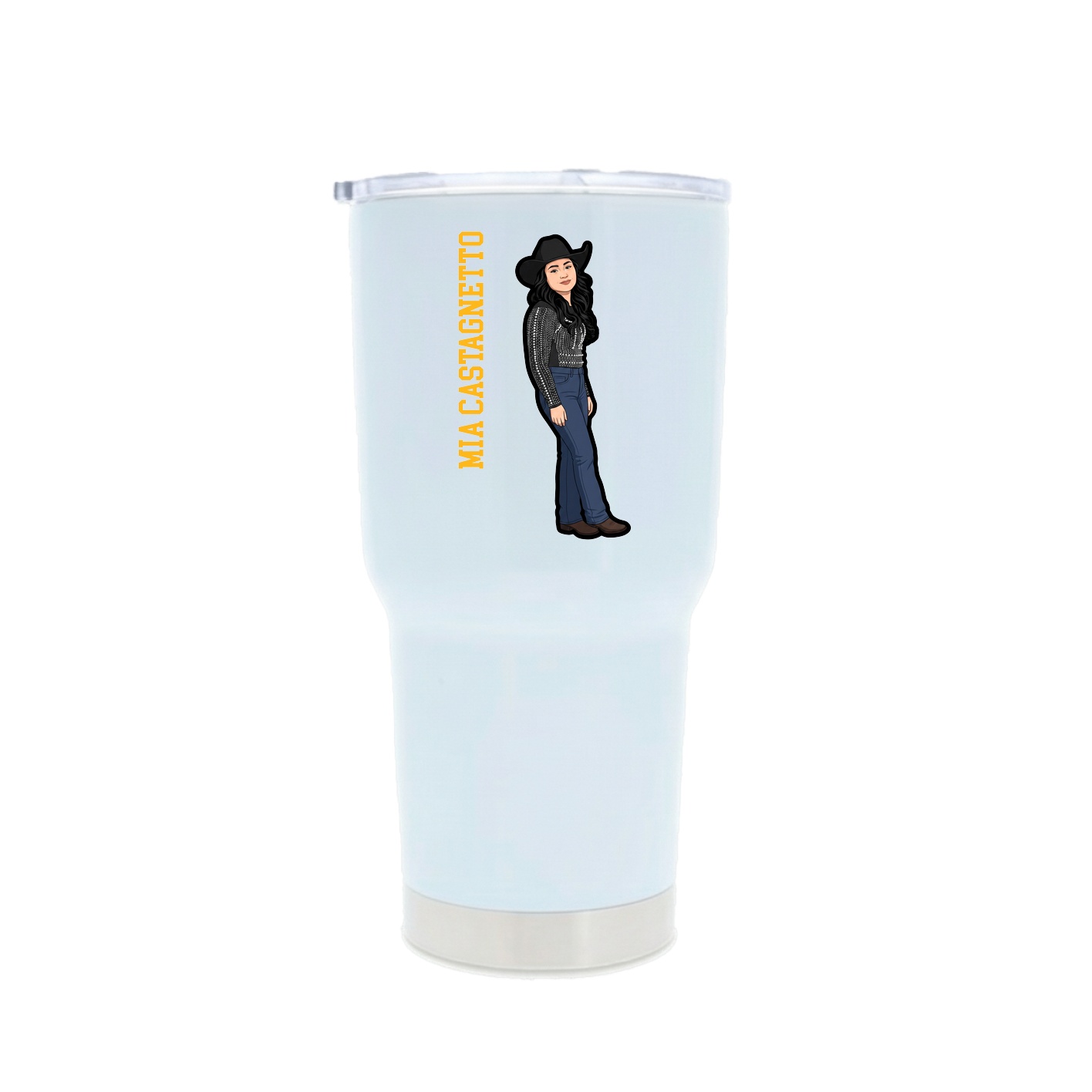 30oz Stainless Steel Tumbler — Name Vertical in White