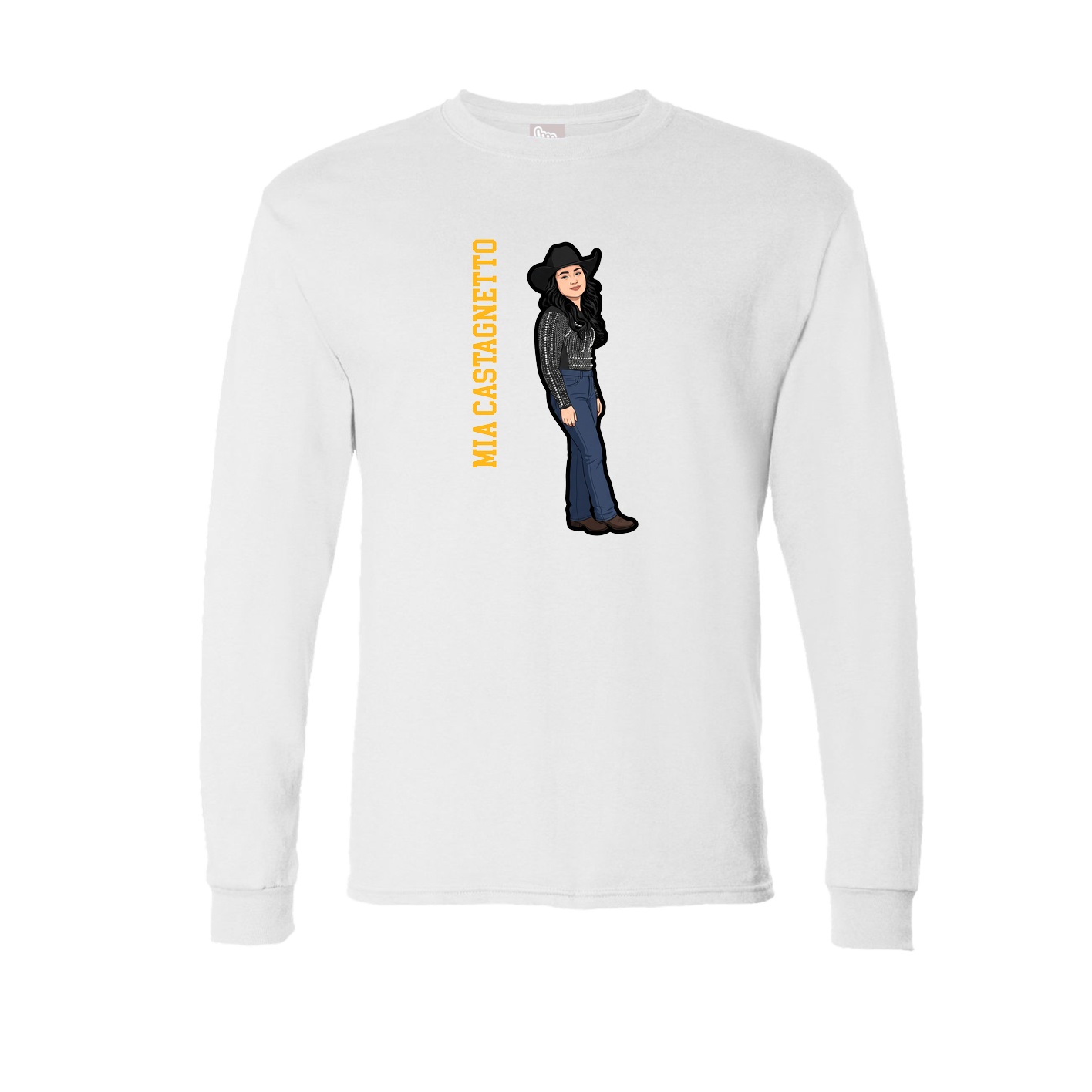 Long Sleeve Tee — Name Vertical in White