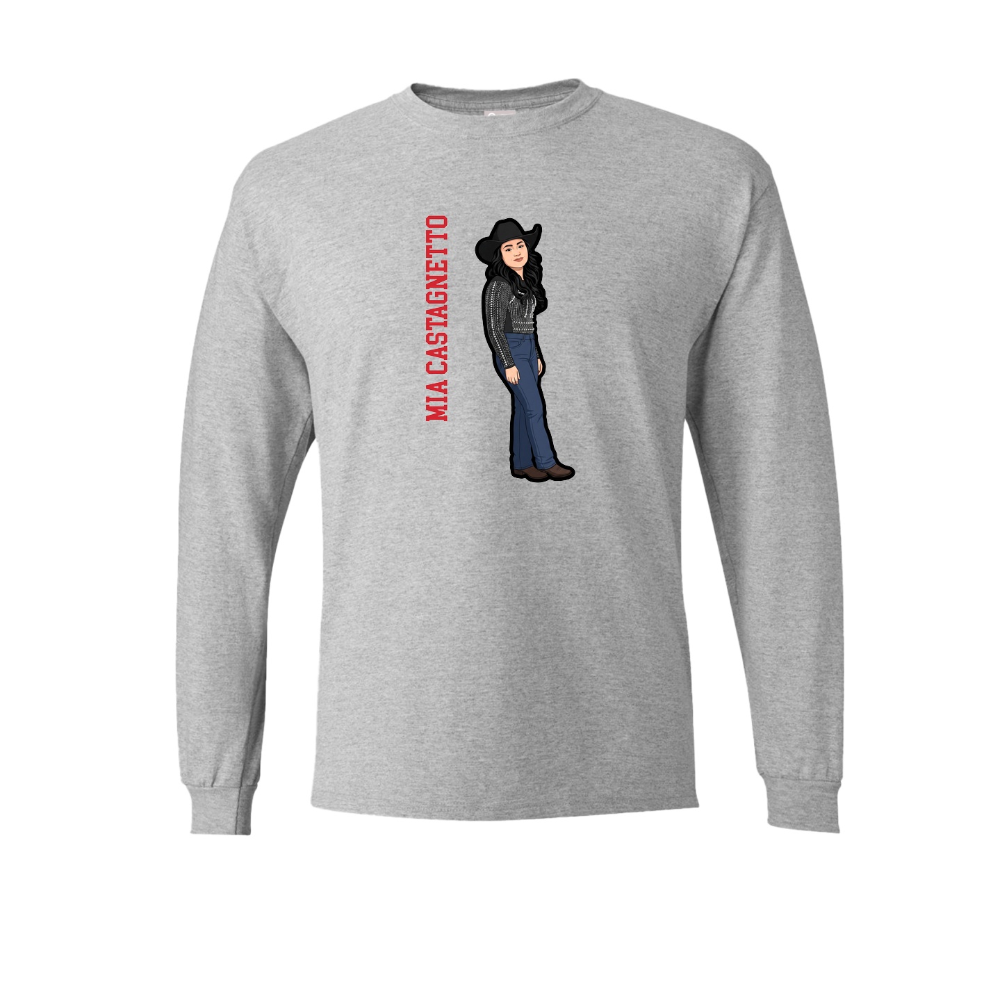 Long Sleeve Tee — Name Vertical in Grey