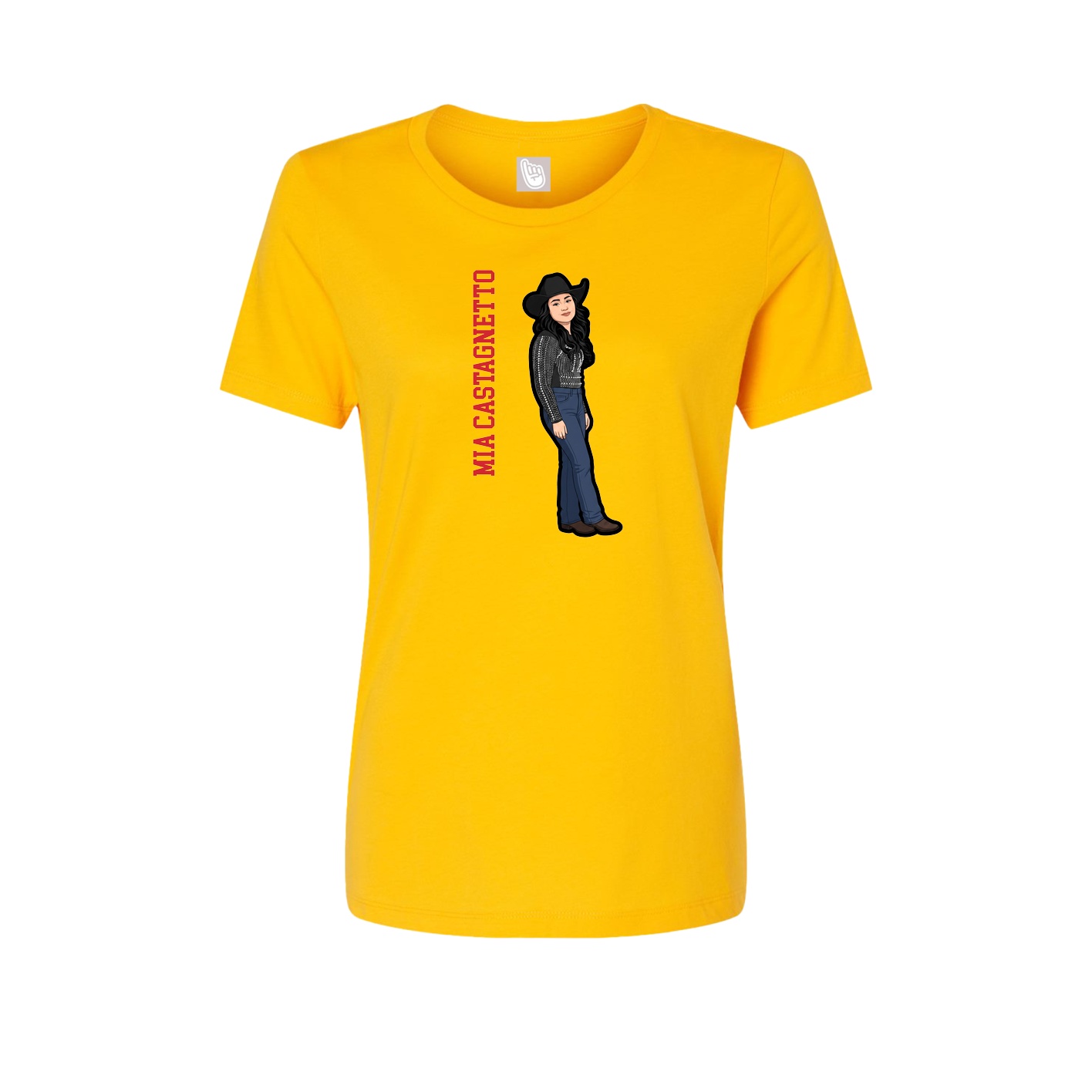 Fitted Women's Tee — Name Vertical in Gold