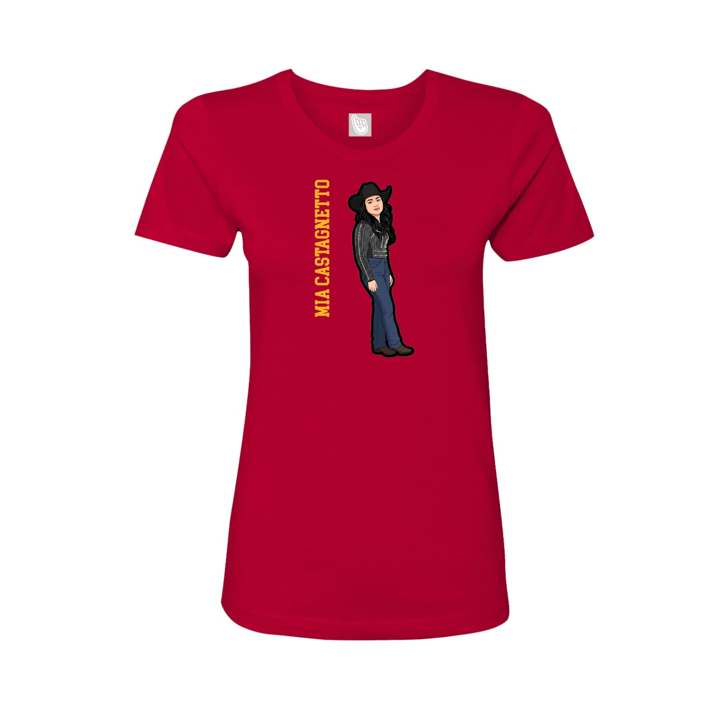 Womens Tee — Name Vertical in Red