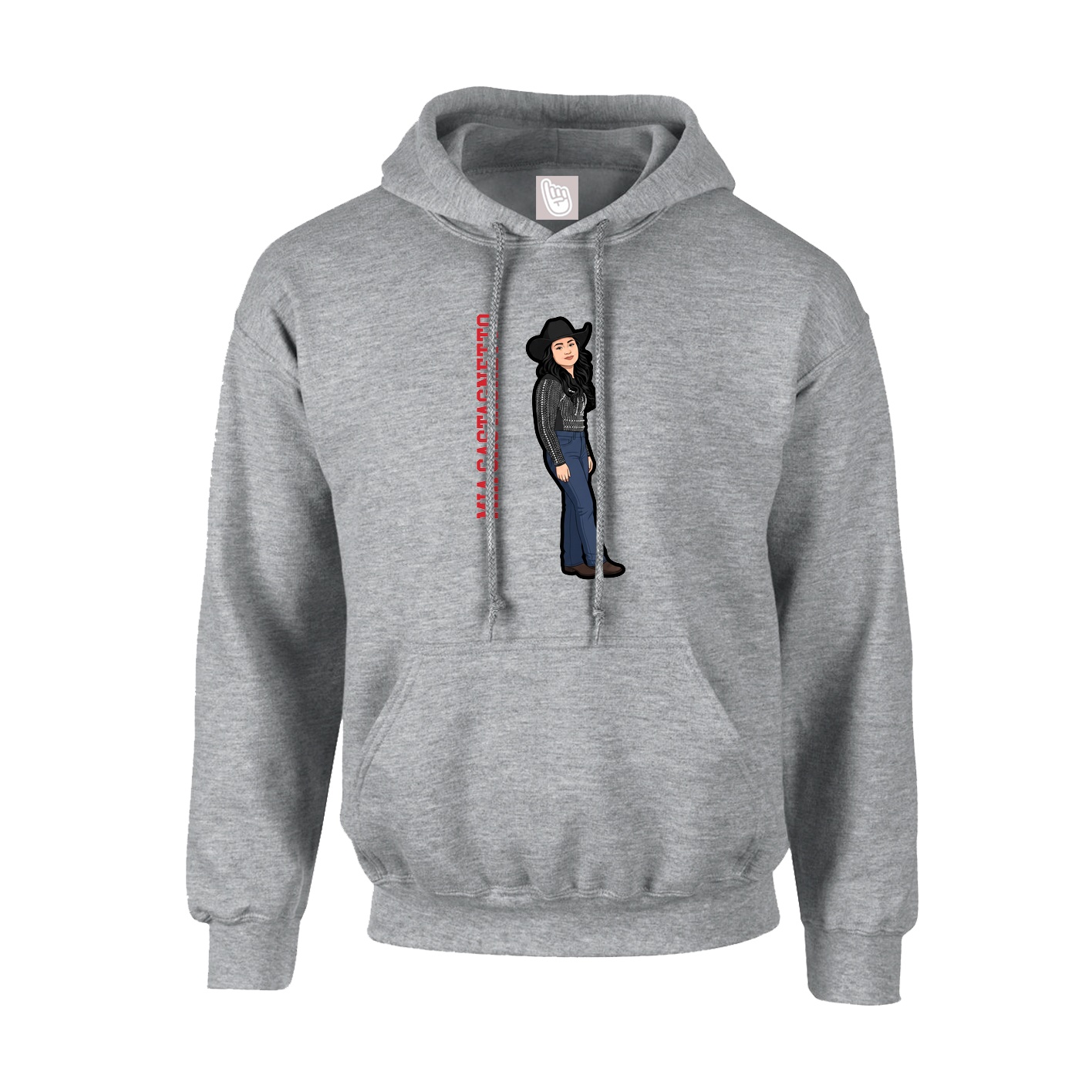 Hoodie — Name Vertical in Grey