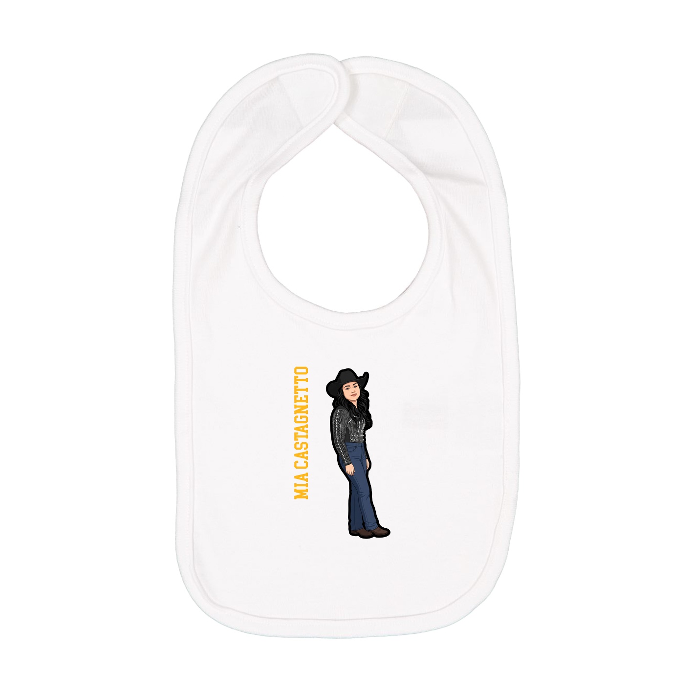 Infant Bib — Name Vertical in White