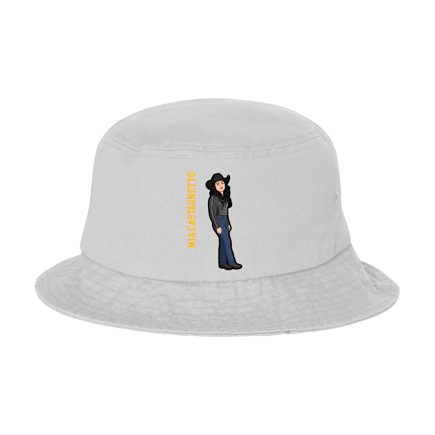 Bucket Cap — Name Vertical in White