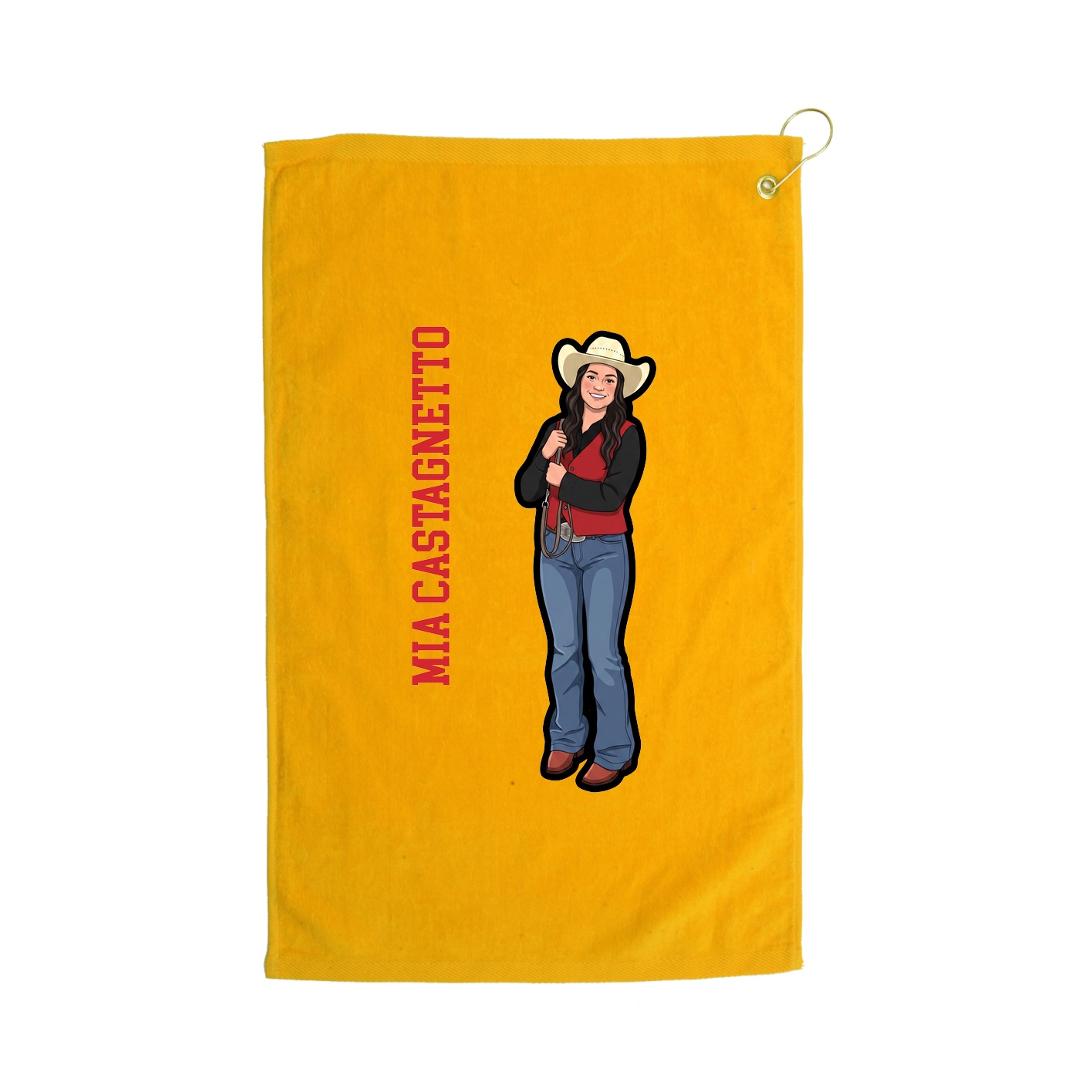 Golf Towel — Name Vertical in Gold