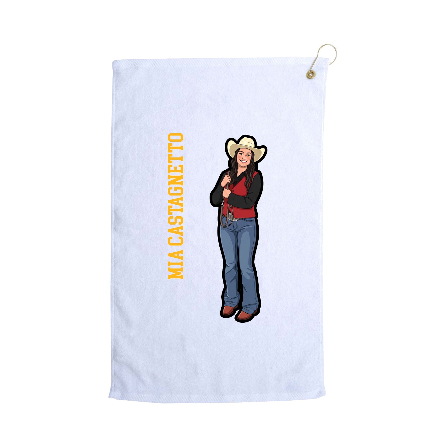 Golf Towel — Name Vertical in White