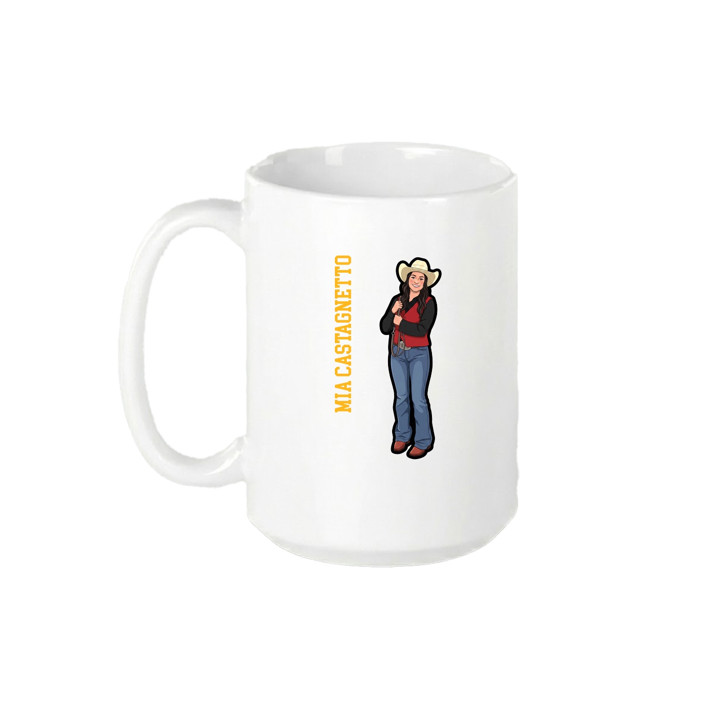 15oz Coffee Mug — Name Vertical in White