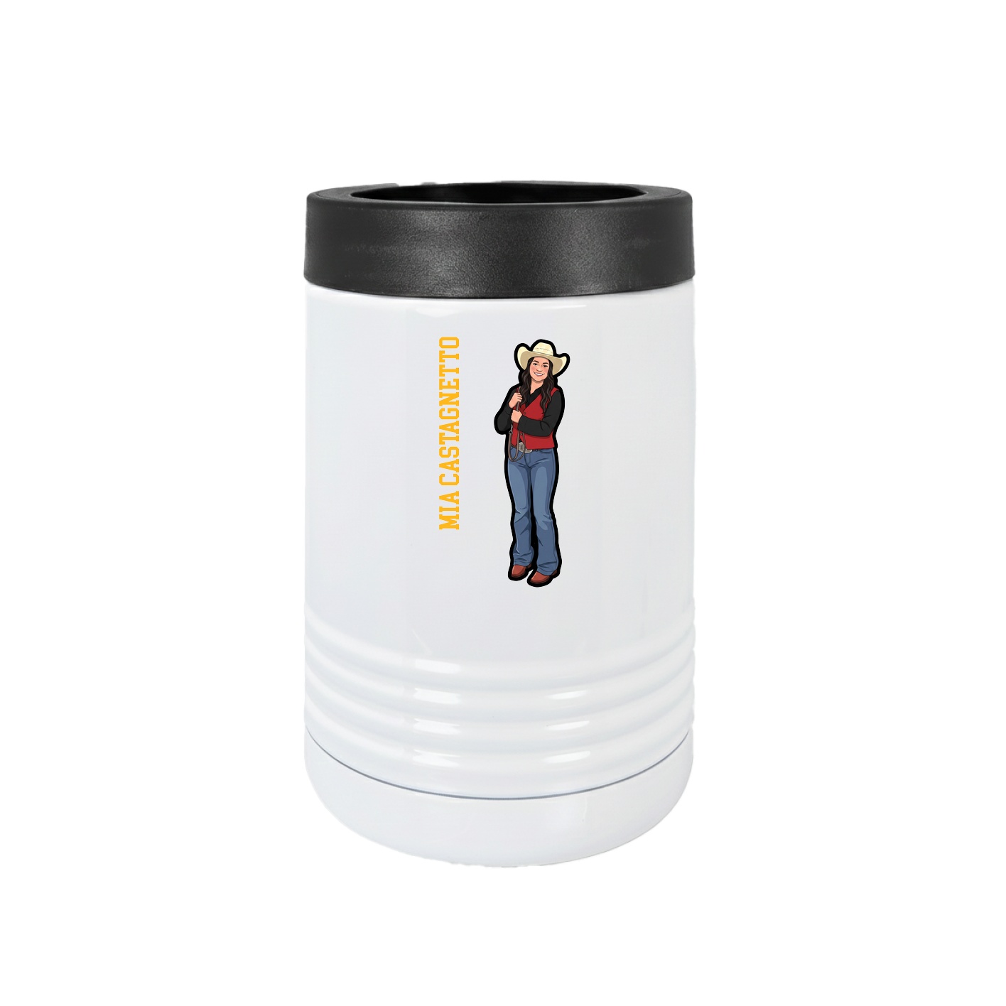 Beverage Holder — Name Vertical in White