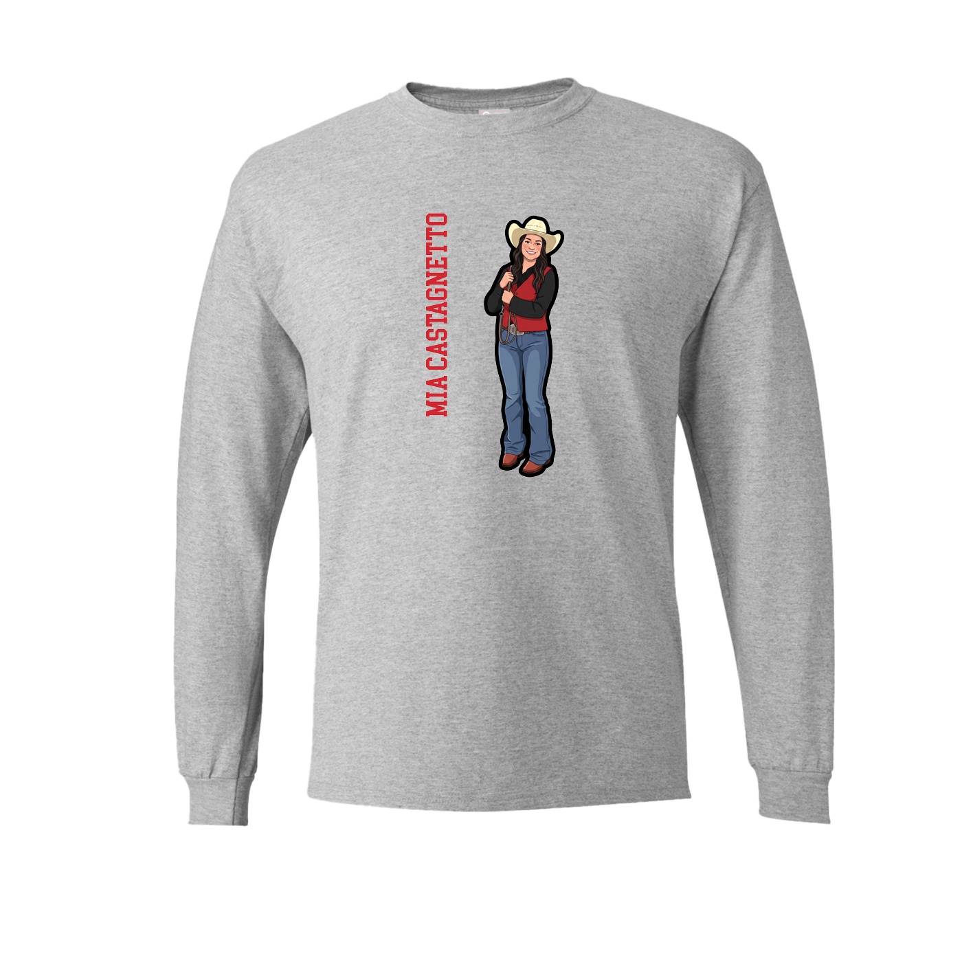 Long Sleeve Tee — Name Vertical in Grey