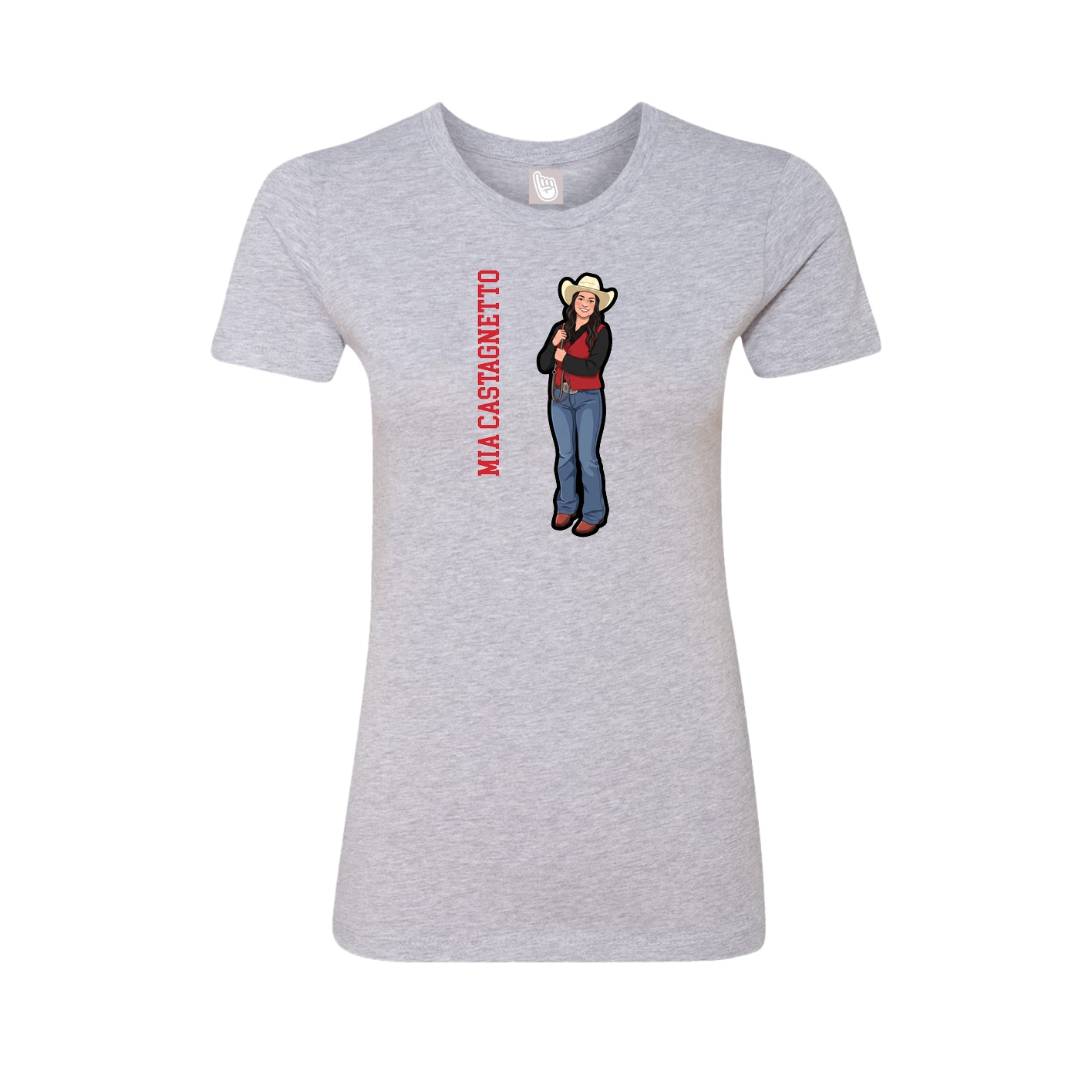 Womens Tee — Name Vertical in Grey