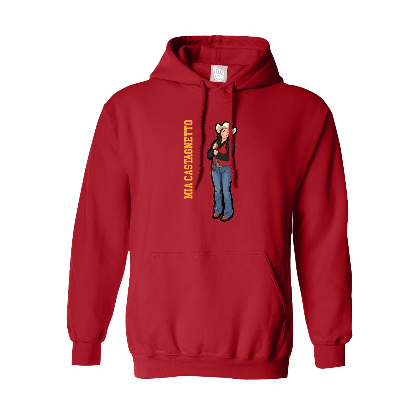 Youth Hoodie — Name Vertical in Red