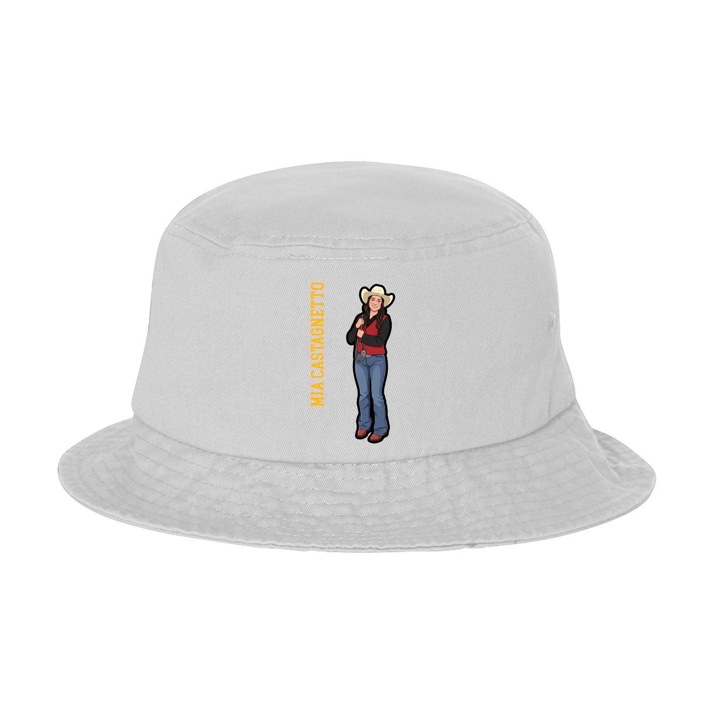 Bucket Cap — Name Vertical in White