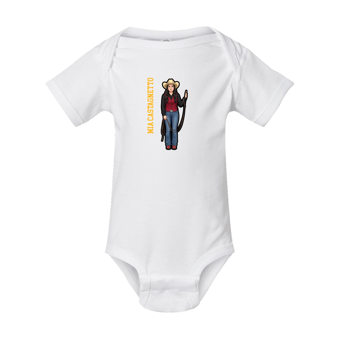 Baby Onesie — Name Vertical in White