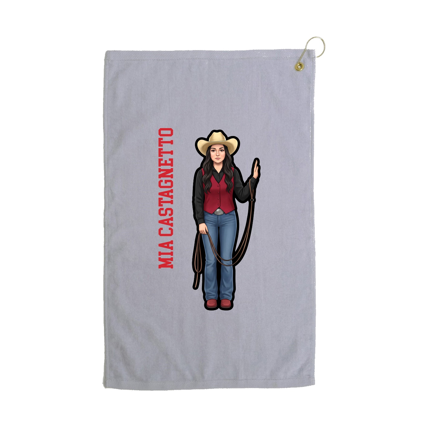 Golf Towel — Name Vertical in Grey