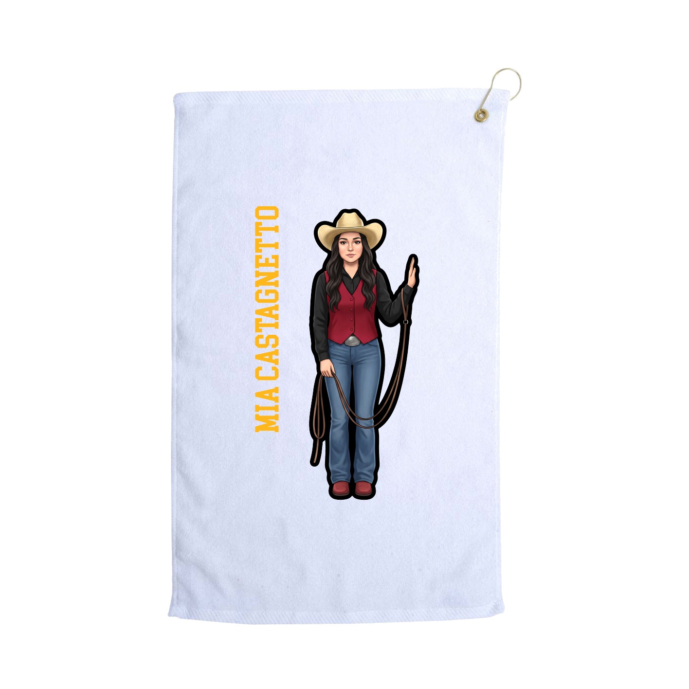 Golf Towel — Name Vertical in White