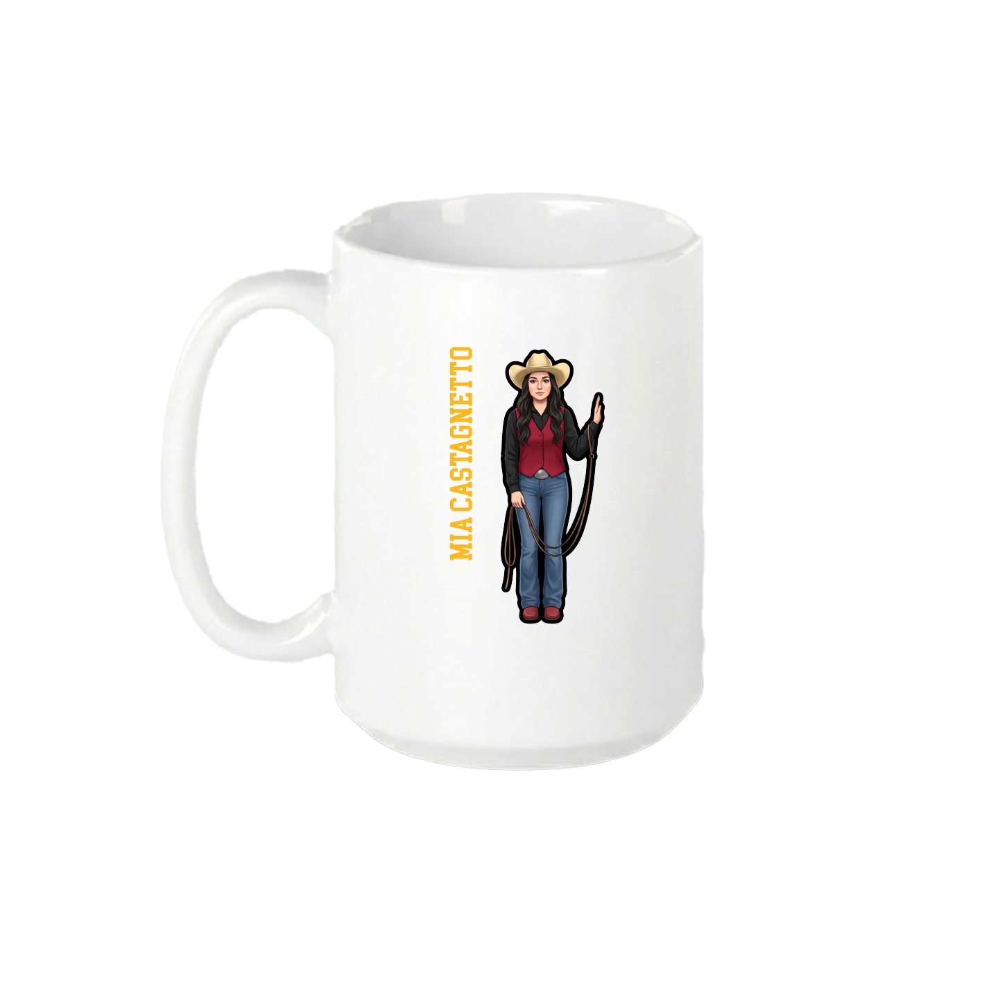 15oz Coffee Mug — Name Vertical in White