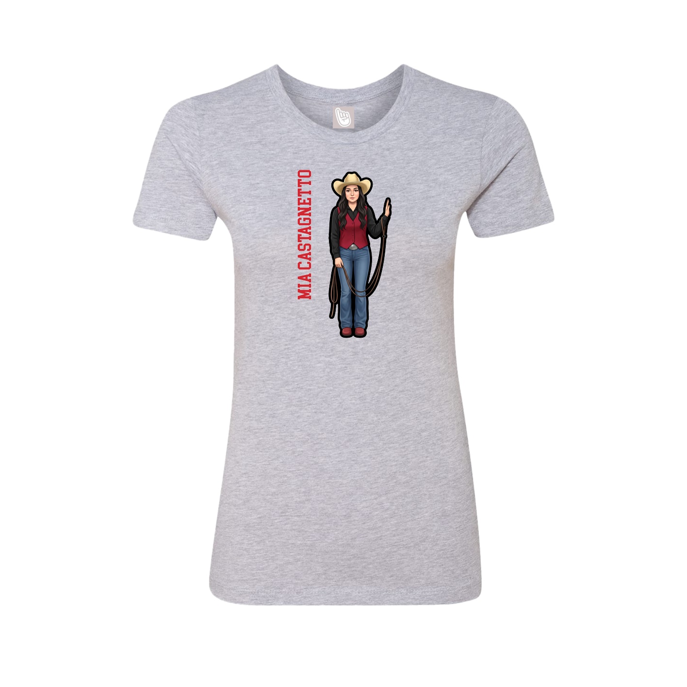 Fitted Women's Tee — Name Vertical in Grey