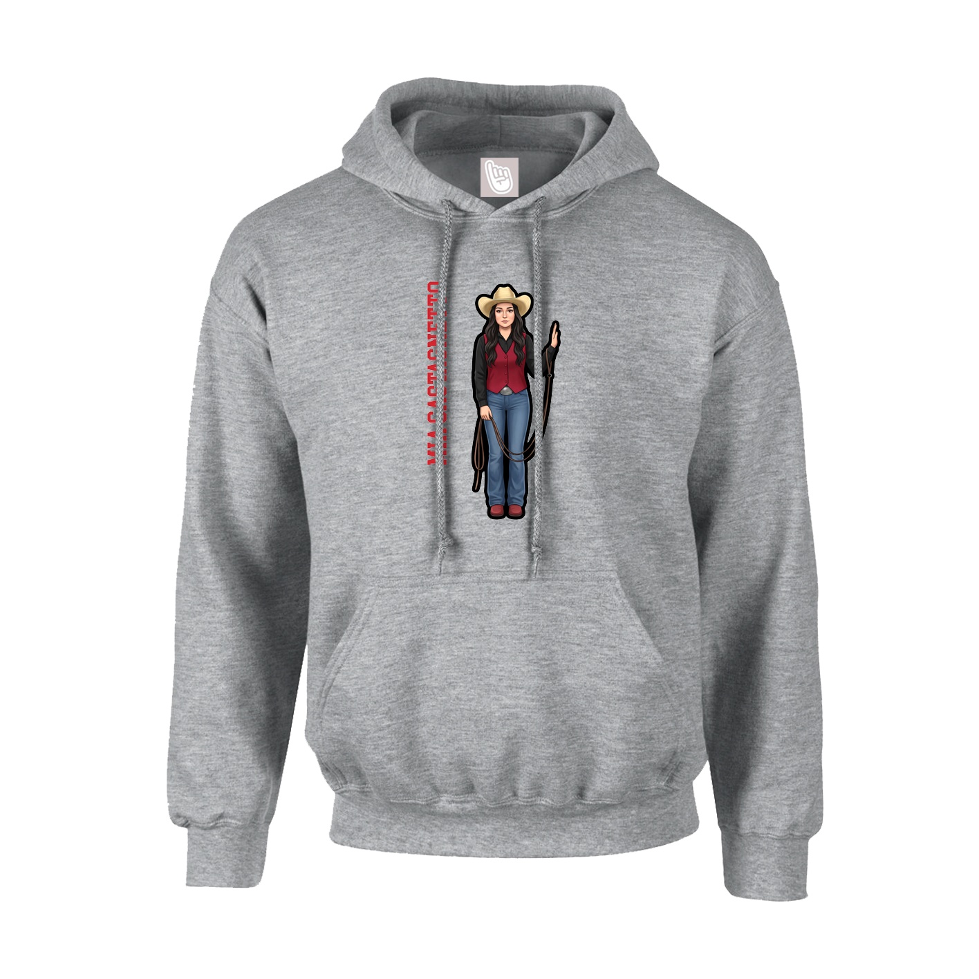 Youth Hoodie — Name Vertical in Grey