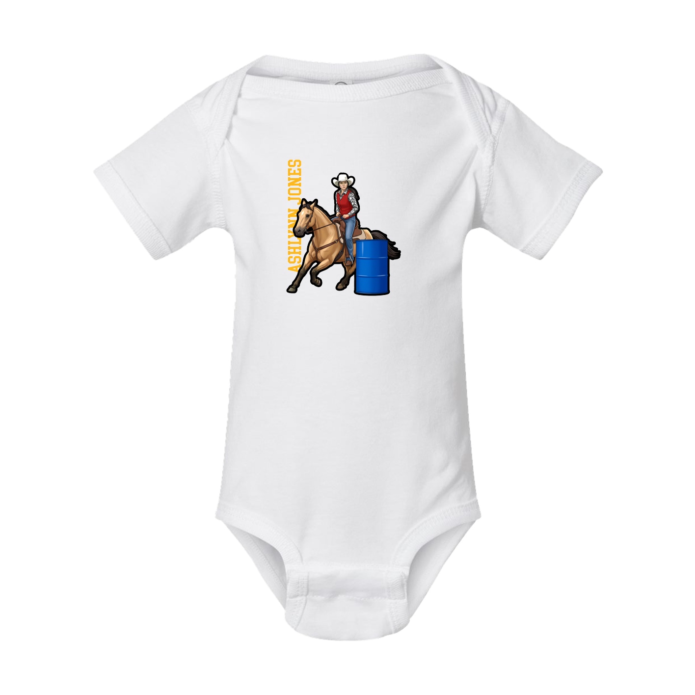 Baby Onesie — Name Vertical in White